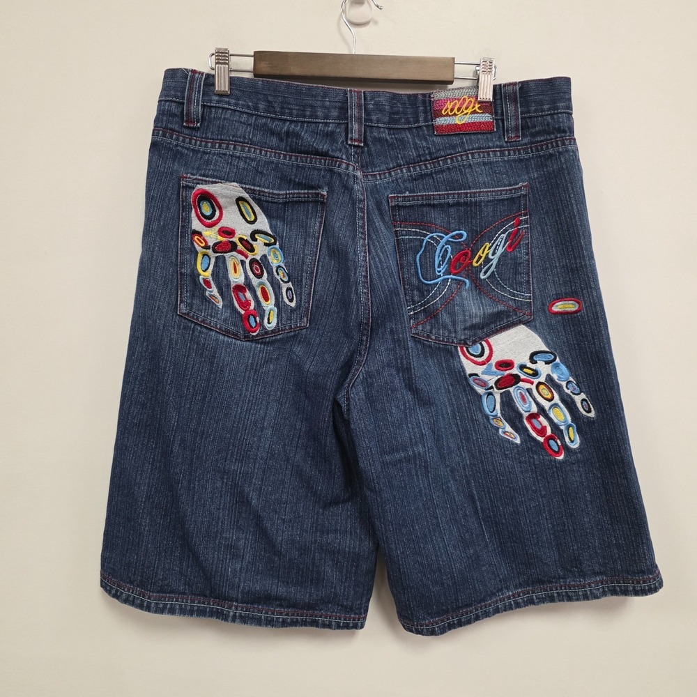 Coogi Vintage Y2K Baggy Shorts Size 40 Denim Embroidered Hip Hop Biggie Street